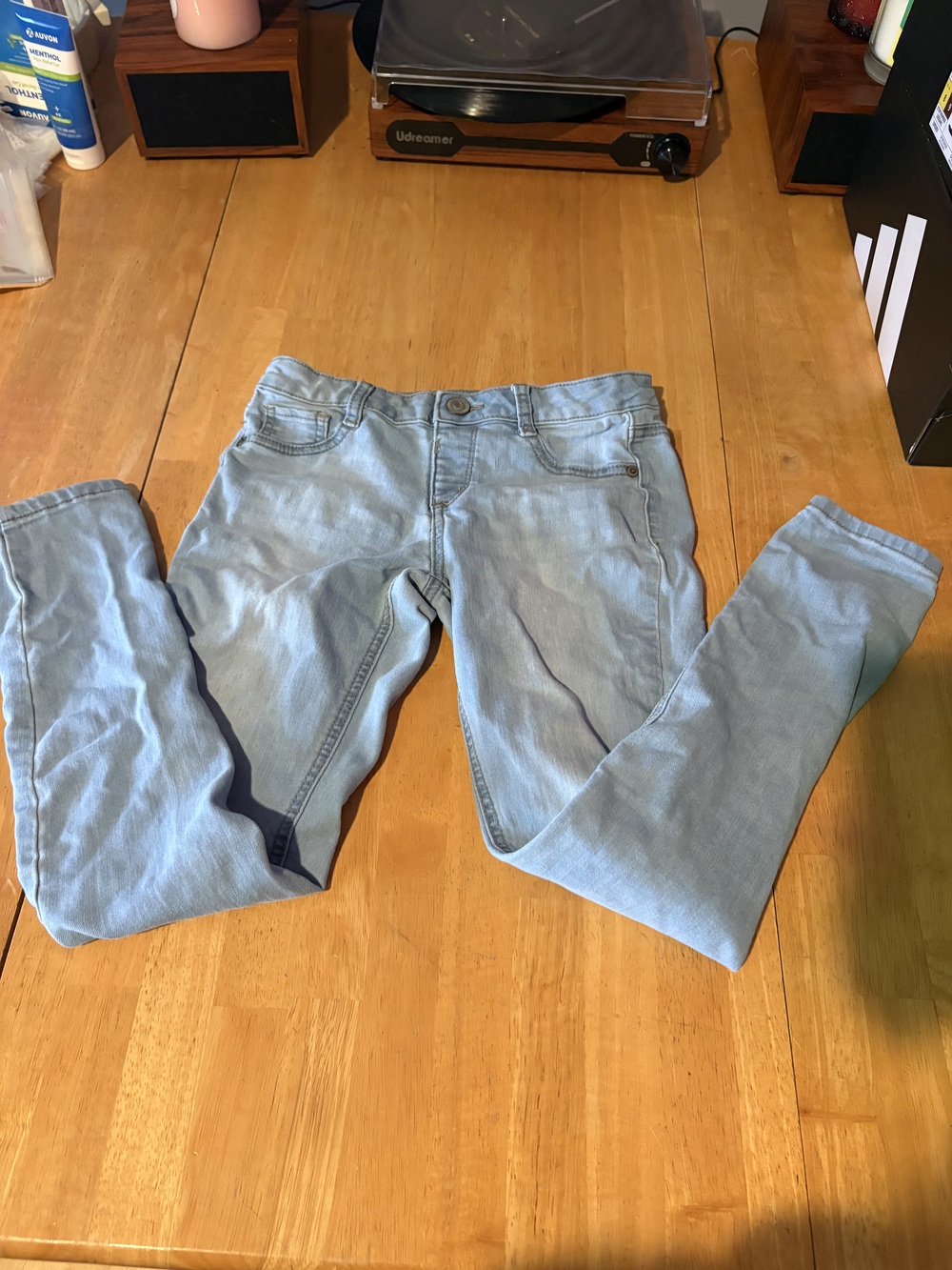 Girls So Skinny Jeggings Light Blue Denim Jeans Size 12 Adjustable Waist
